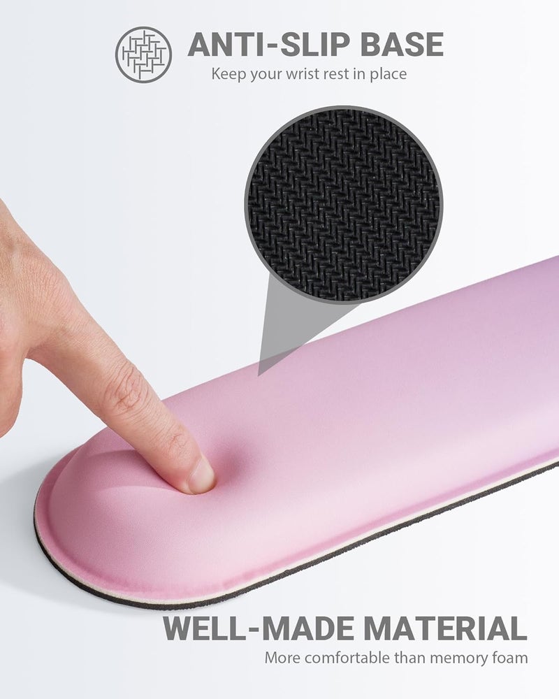 Laborio Ergonomic Mouse Pad Wrist Support Set, Memory Foam Keyboard Wrist Rest Set, Keyboard Pad, Non-Slip Base Mousepad(Gradient Pink Purple Set) - Image 5